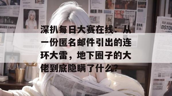 深扒每日大赛在线：从一份匿名邮件引出的连环大雷，地下圈子的大佬到底隐瞒了什么？